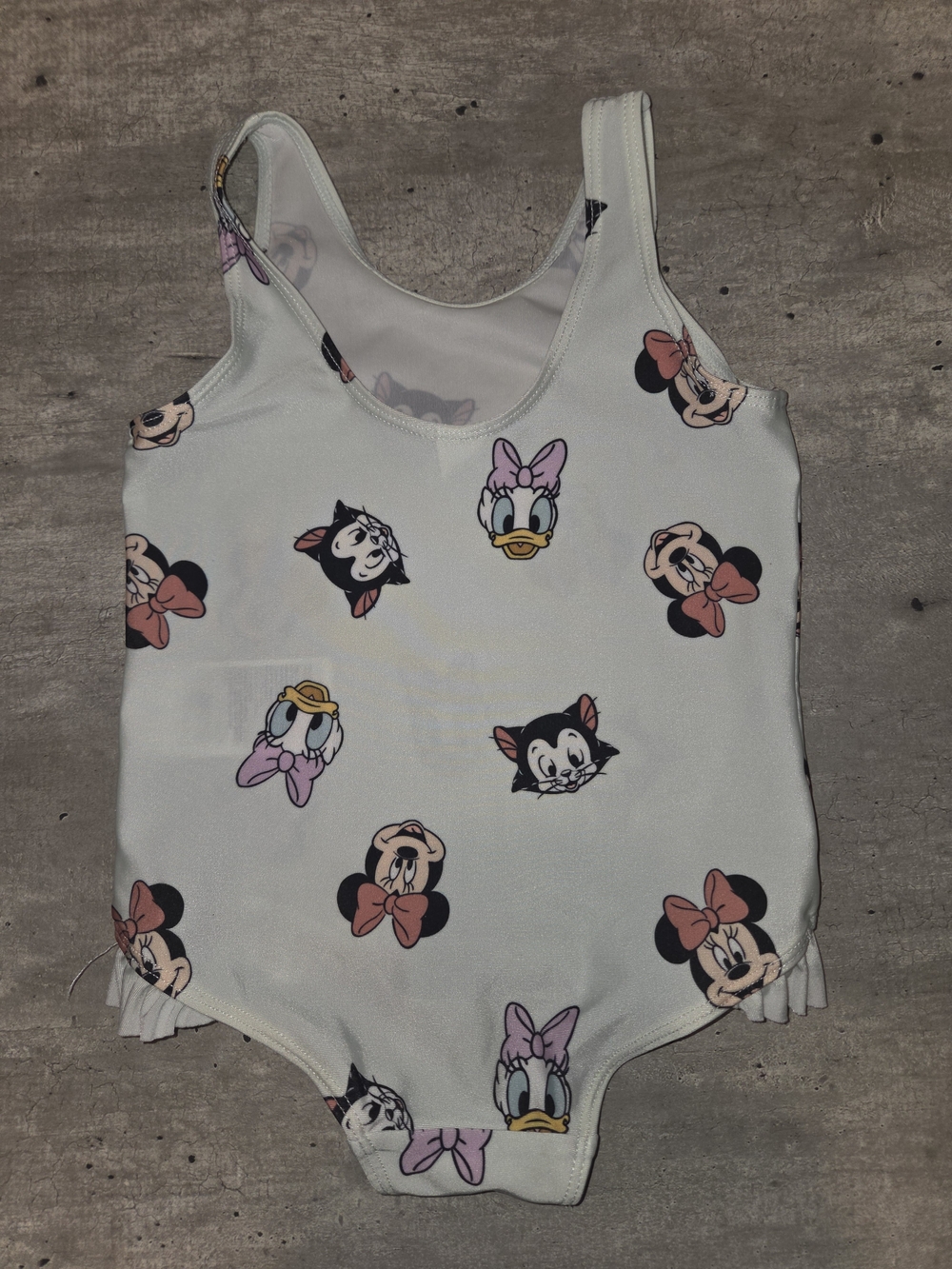 H&M White One-Piece Swimsuit with Minnie, Daisy & Cartoon Faces
